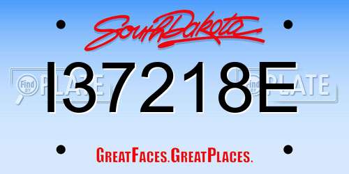 I37218E South Dakota License Plate