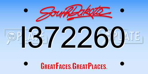 I372260 South Dakota License Plate