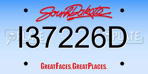 I37226D South Dakota License Plate