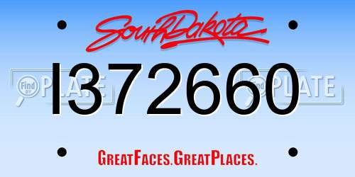 I372660 South Dakota License Plate