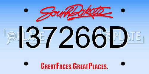 I37266D South Dakota License Plate