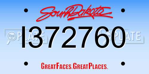 I372760 South Dakota License Plate