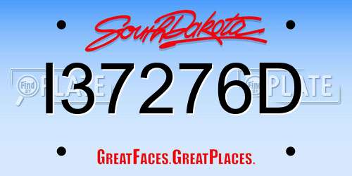 I37276D South Dakota License Plate