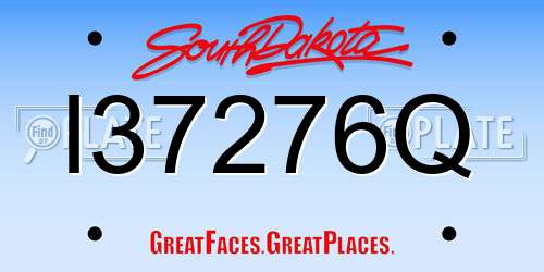 I37276Q South Dakota License Plate