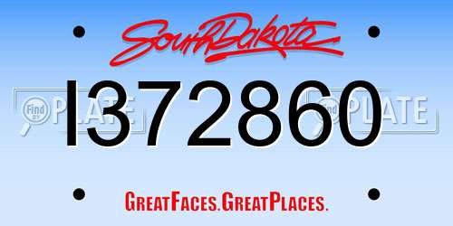 I372860 South Dakota License Plate