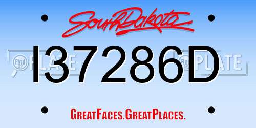 I37286D South Dakota License Plate