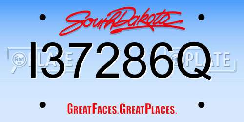I37286Q South Dakota License Plate