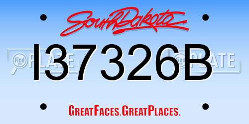 I37326B South Dakota License Plate