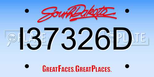 I37326D South Dakota License Plate