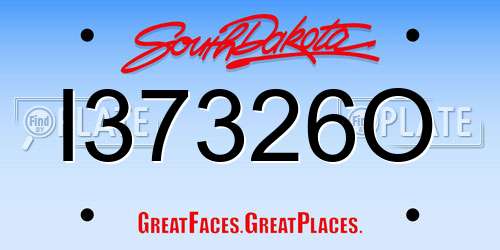 I37326O South Dakota License Plate