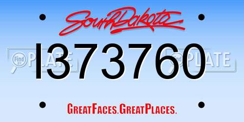 I373760 South Dakota License Plate