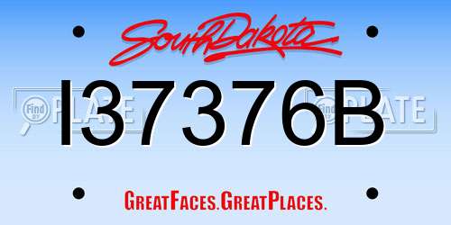 I37376B South Dakota License Plate