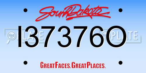I37376O South Dakota License Plate