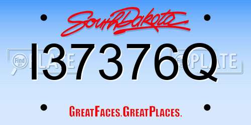 I37376Q South Dakota License Plate