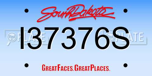 I37376S South Dakota License Plate