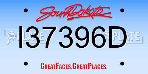 I37396D South Dakota License Plate