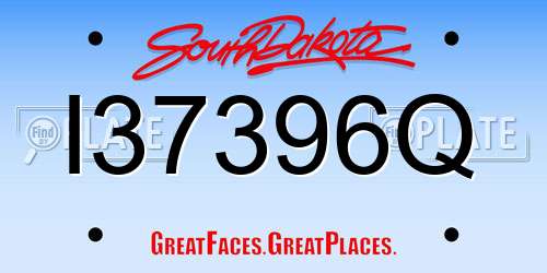 I37396Q South Dakota License Plate