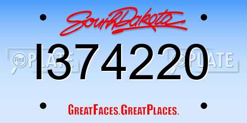 I374220 South Dakota License Plate