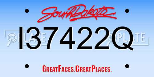 I37422Q South Dakota License Plate