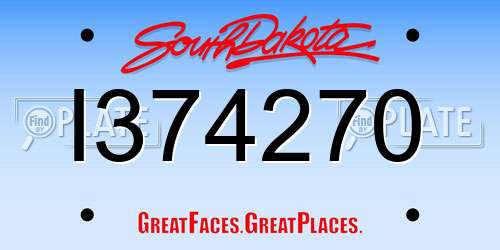 I374270 South Dakota License Plate