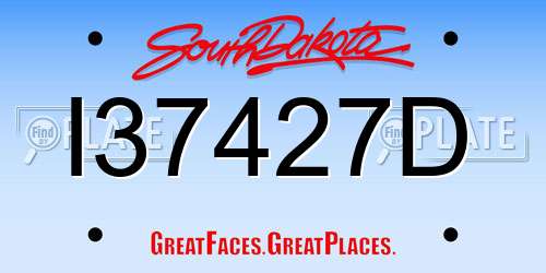 I37427D South Dakota License Plate