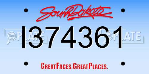 I374361 South Dakota License Plate