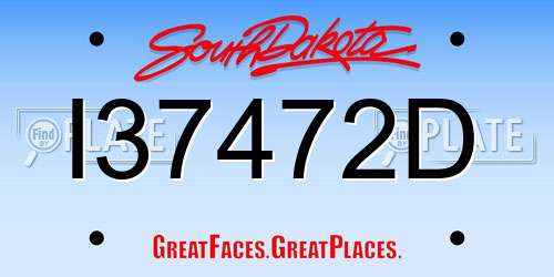 I37472D South Dakota License Plate