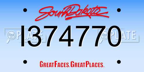 I374770 South Dakota License Plate
