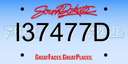 I37477D South Dakota License Plate
