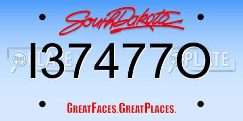 I37477O South Dakota License Plate
