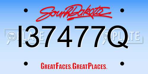 I37477Q South Dakota License Plate