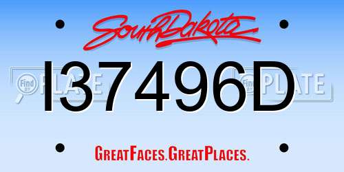 I37496D South Dakota License Plate