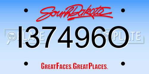 I37496O South Dakota License Plate