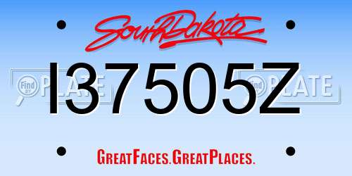 I37505Z South Dakota License Plate