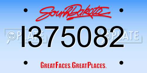 I375082 South Dakota License Plate