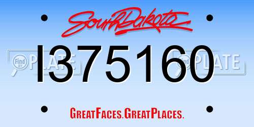 I375160 South Dakota License Plate
