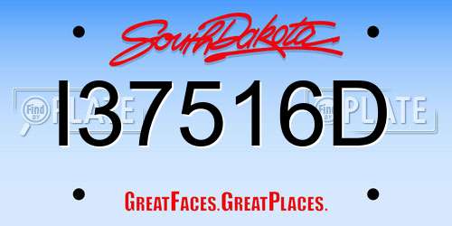I37516D South Dakota License Plate