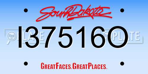 I37516O South Dakota License Plate