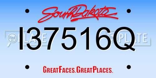 I37516Q South Dakota License Plate