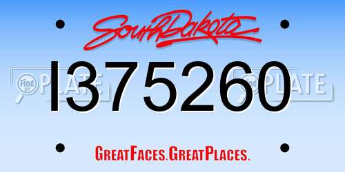 I375260 South Dakota License Plate
