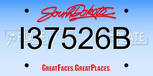 I37526B South Dakota License Plate