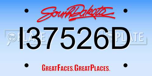 I37526D South Dakota License Plate