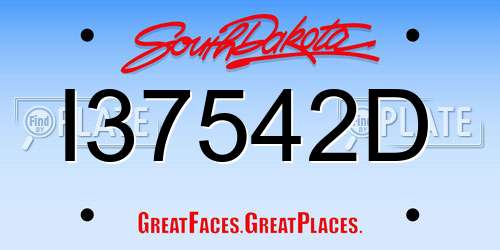 I37542D South Dakota License Plate