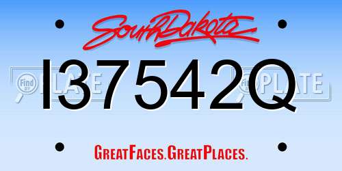 I37542Q South Dakota License Plate