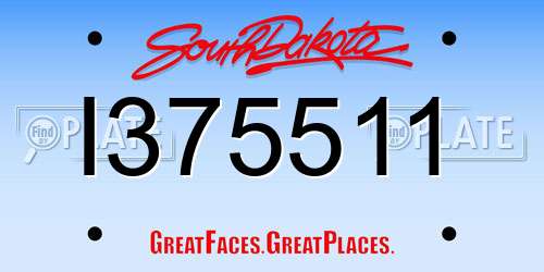 I375511 South Dakota License Plate