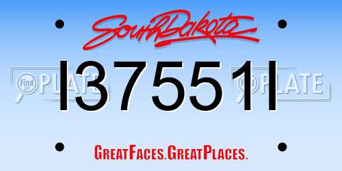I37551I South Dakota License Plate