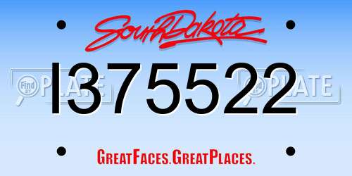 I375522 South Dakota License Plate