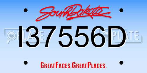 I37556D South Dakota License Plate