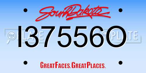 I37556O South Dakota License Plate
