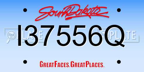 I37556Q South Dakota License Plate
